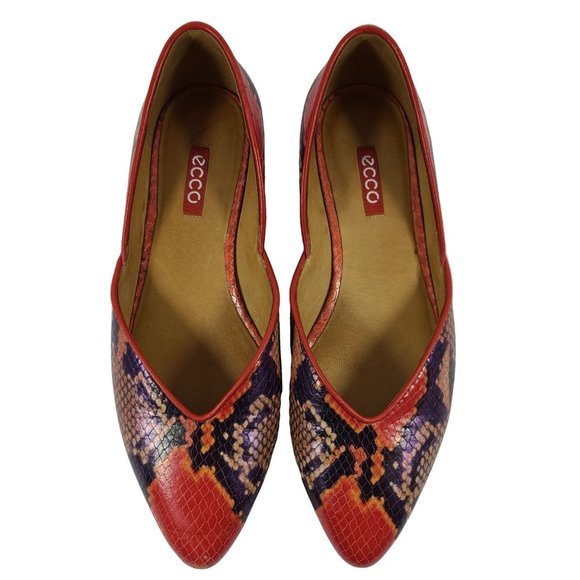 ECCO Red Black & Tan Lizard Like Flats 37 - Picture 2 of 5
